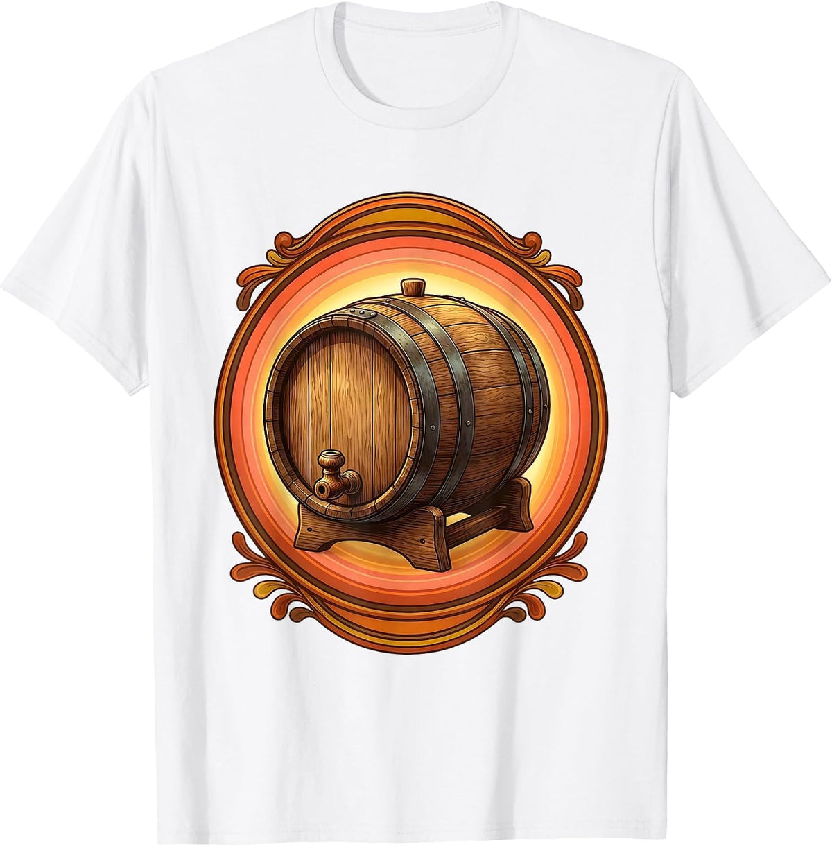 Vintage Beer Barrel Wooden Spigot Illustration T-Shirt - White