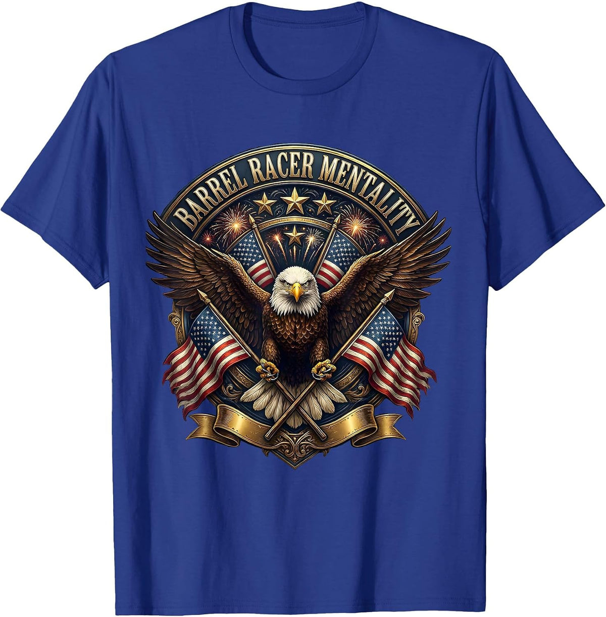Men's Barrel Racer Mentality Cowboy Design T-Shirt - Royal Blue