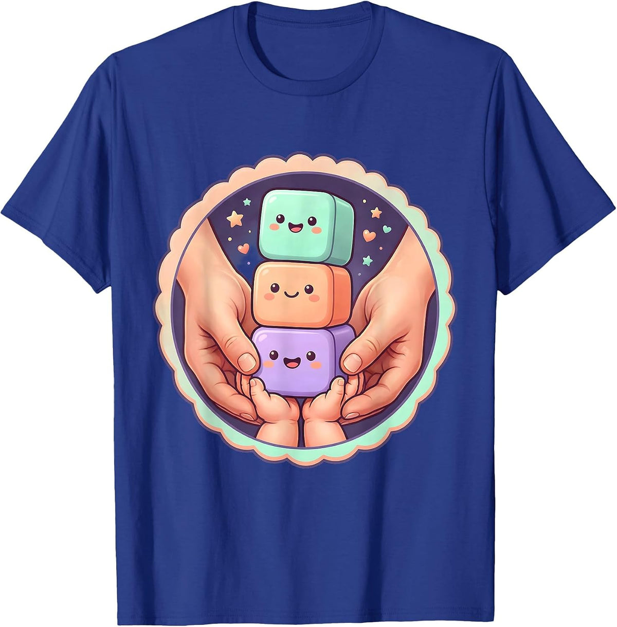 Occupational Therapy Hands Guiding Child Block Stacking T-Shirt - Royal Blue
