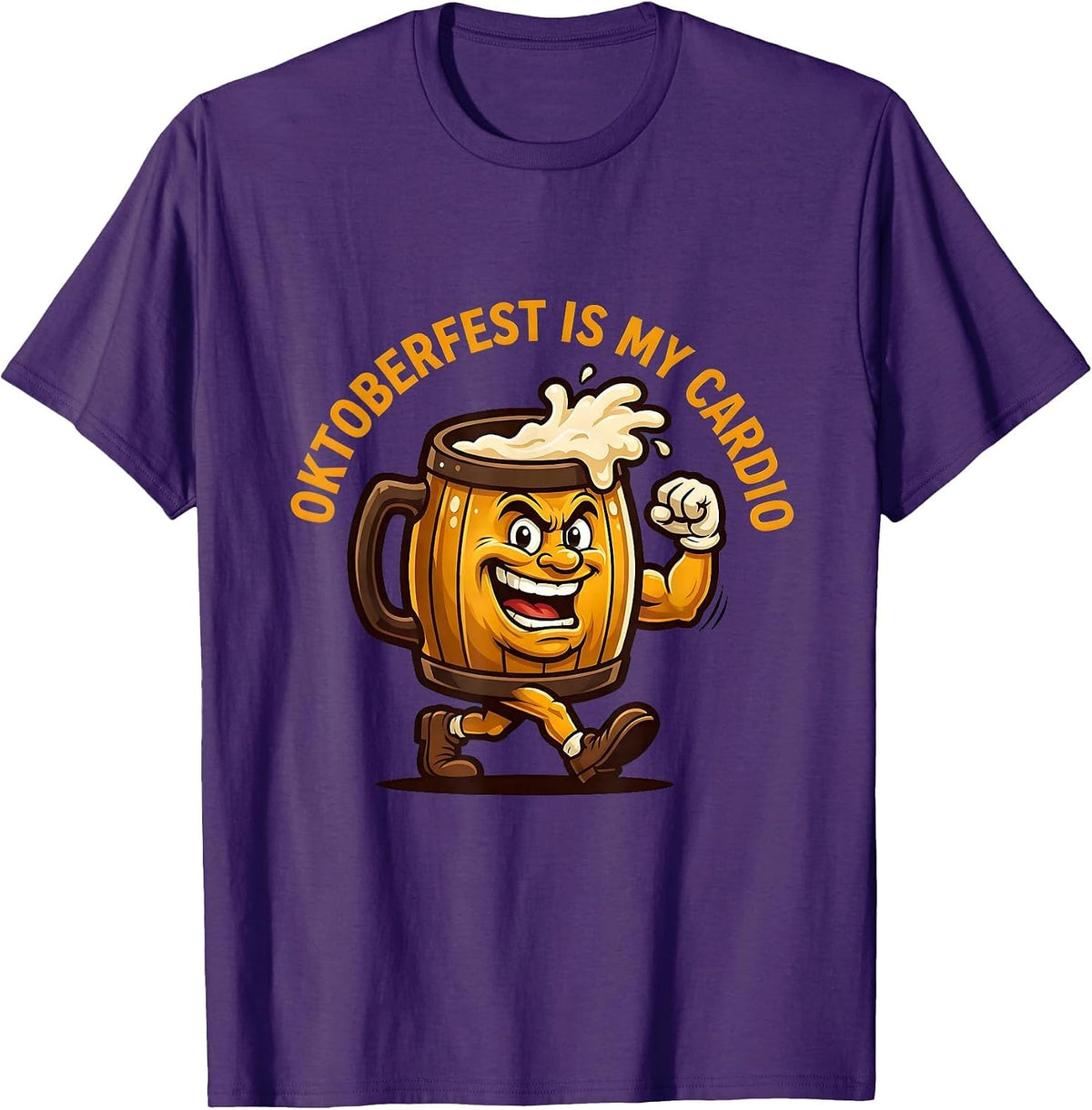 Oktoberfest Is My Cardio Beer Festival Design T-Shirt - Purple