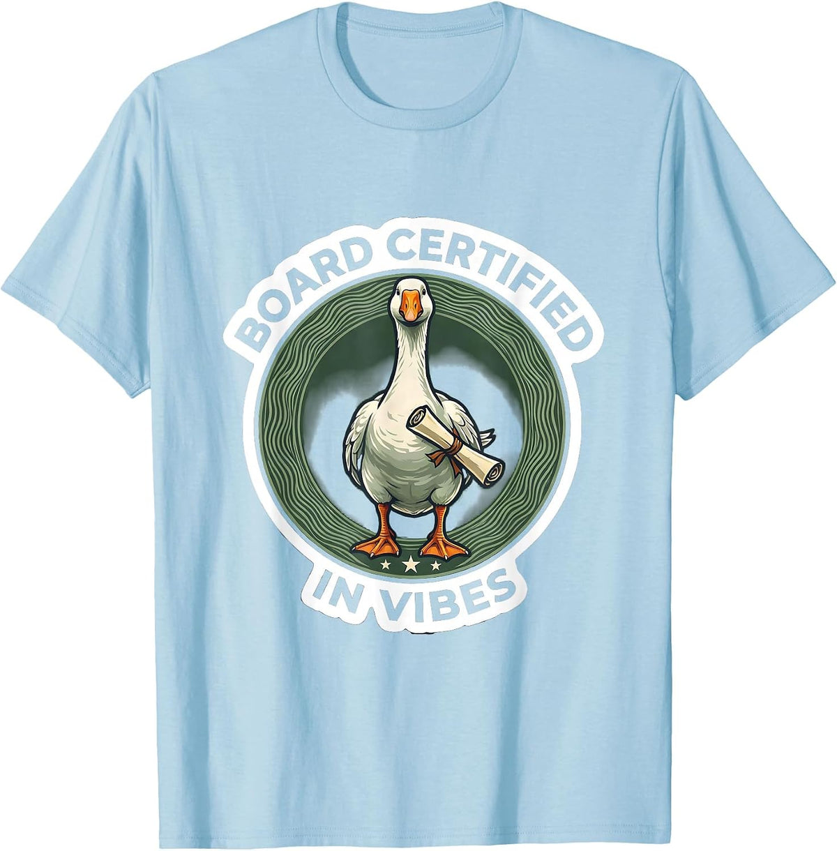 Men's Board Certified in Vibes Funny Mental Health Counselor Goose T-Shirt - Baby Blue
