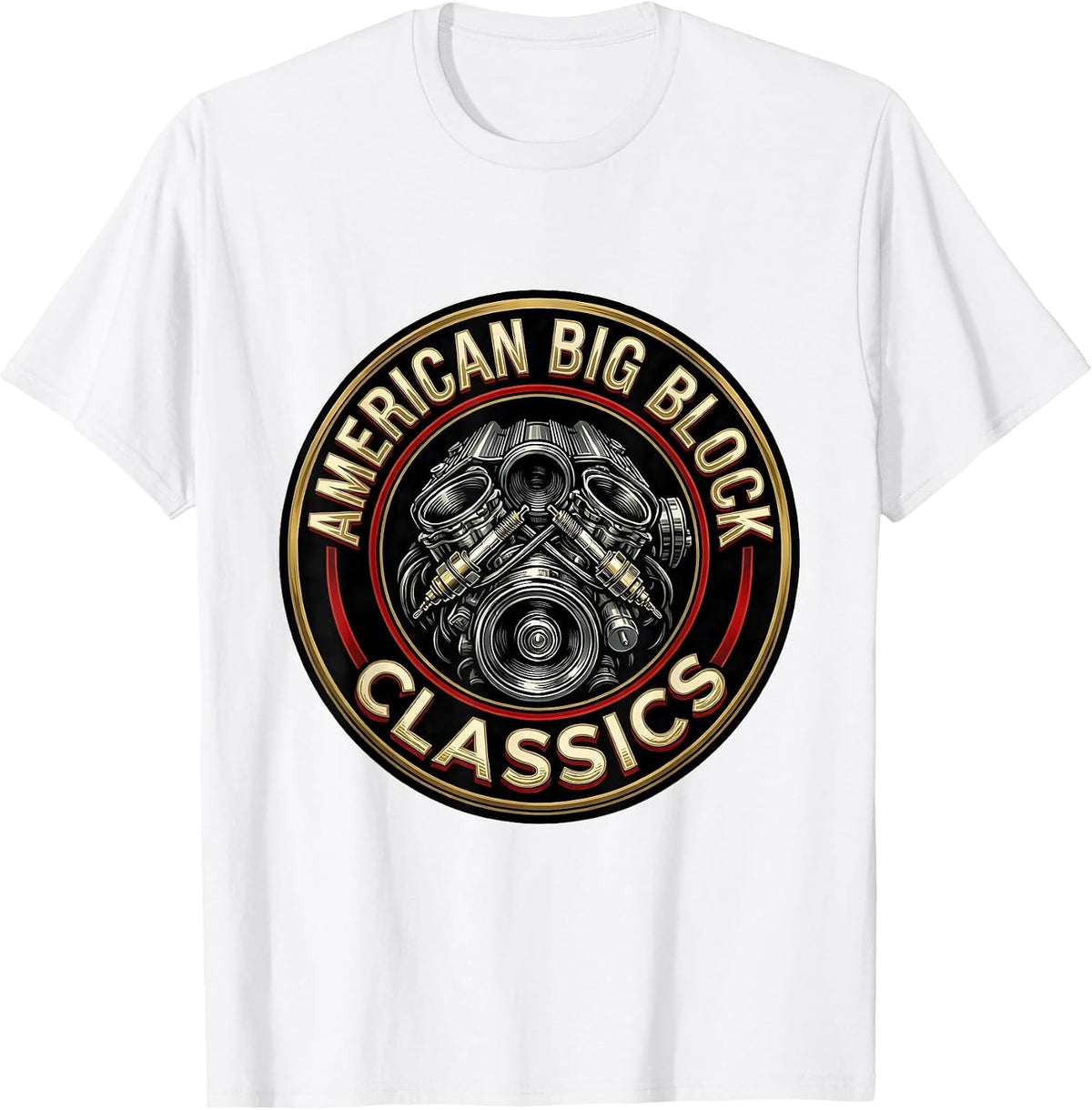 Men's American Big Block Classics Classic Muscle Car Enthusiast T-Shirt - White