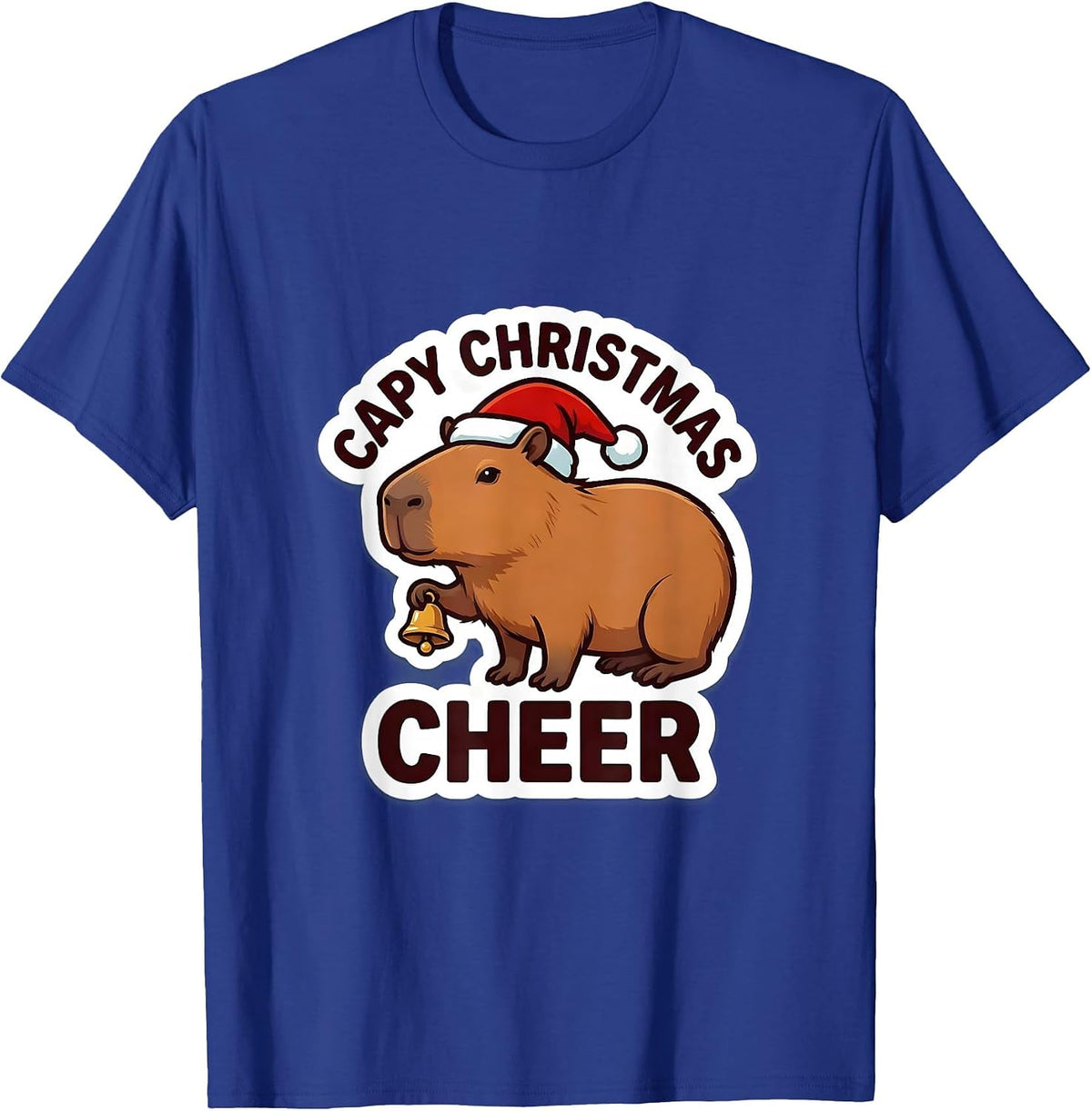 Men's Capy Christmas Cheer Cute Capybara Santa Hat Funny Christmas T-Shirt - Royal Blue