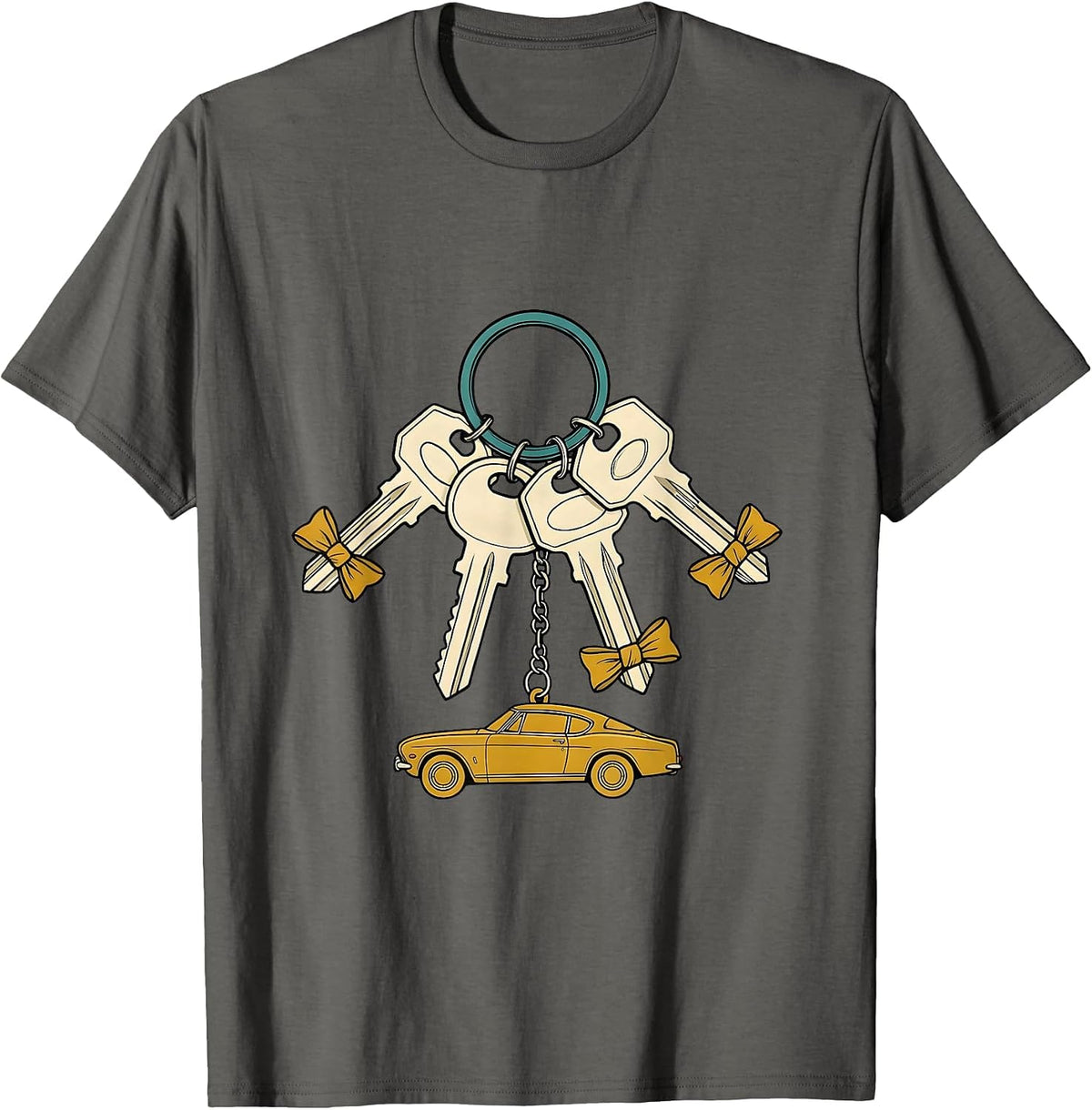 Car Key Ring Funny Car Guy Mechanic Gift T-Shirt - Asphalt Grey