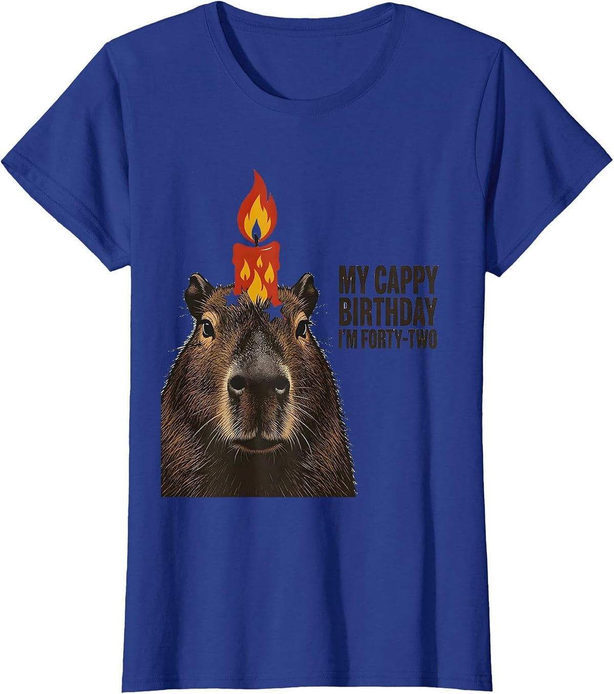 Women's My Cappy Birthday, I'm Forty-Two Cute Kawaii Capybara T-Shirt - Royal Blue