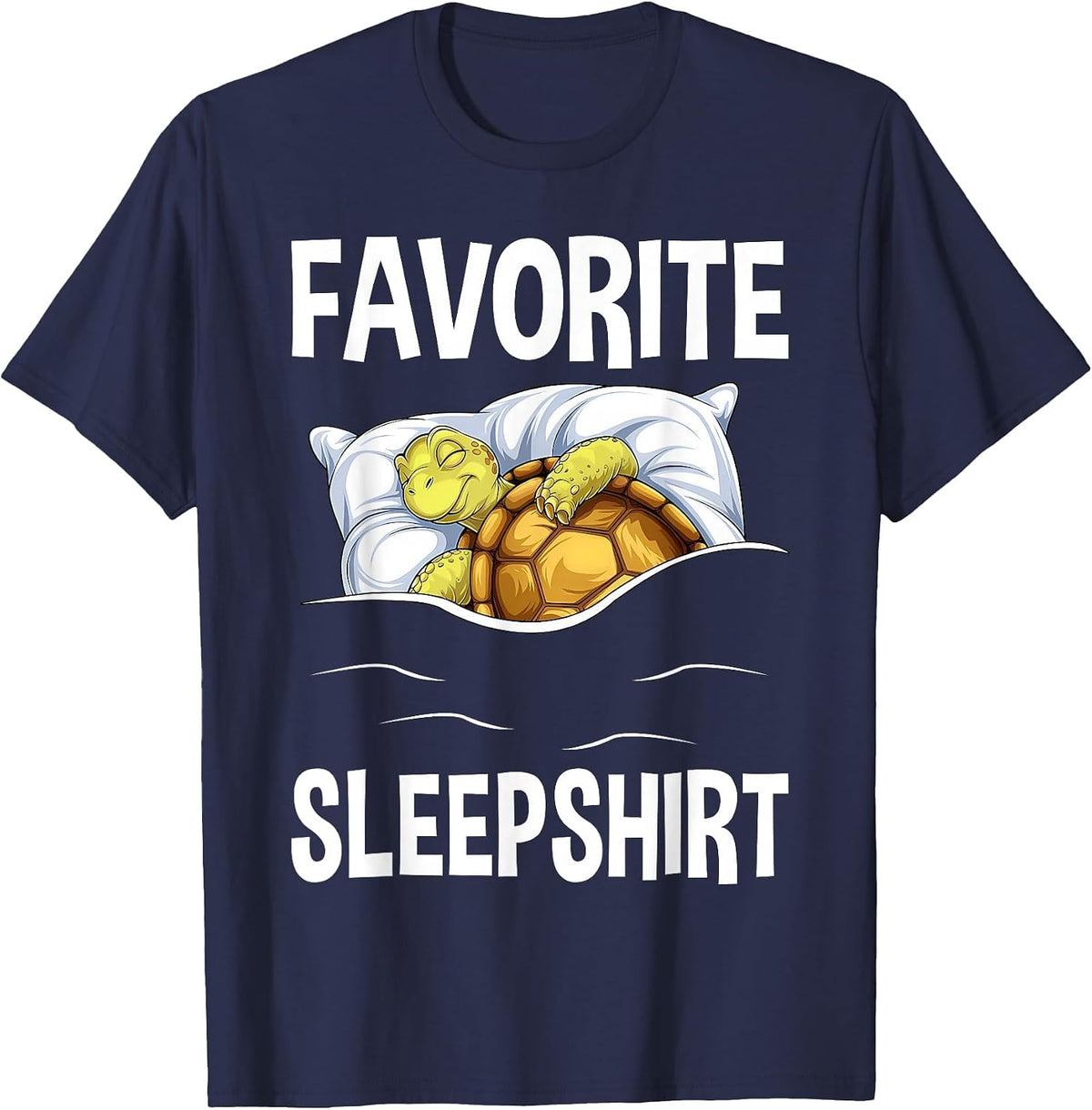 Favorite Sleep with Napping Tortoise Pajama T-Shirt - Navy Blue