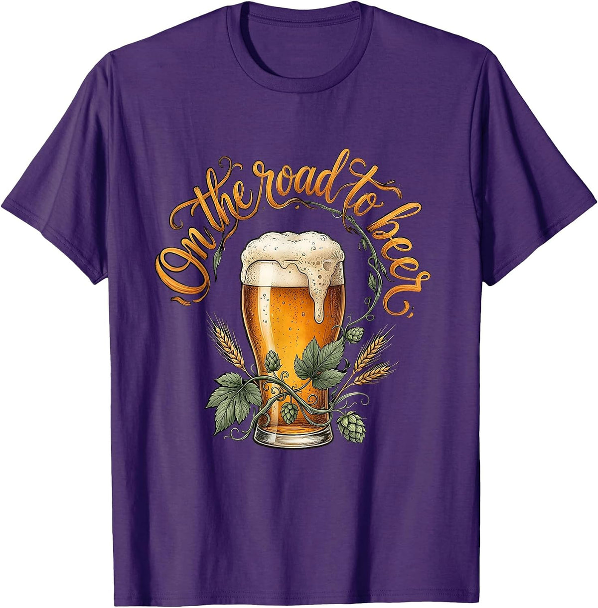 Men's On the Road to Beer Adventurer Design T-Shirt - Purple