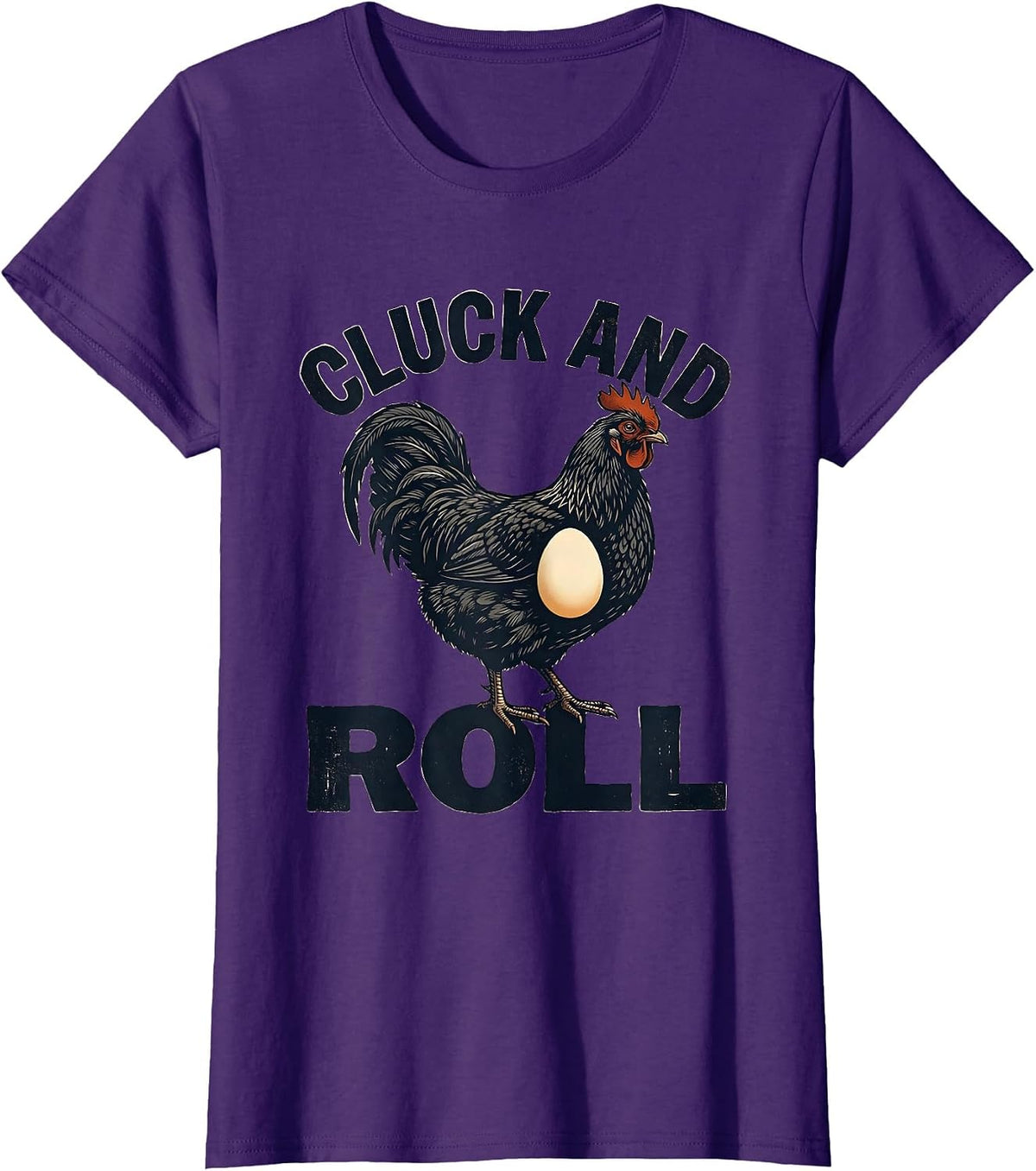 Women's Cluck And Roll Funny Chicken Farm Family Humor Poultry T-Shirt - Purple
