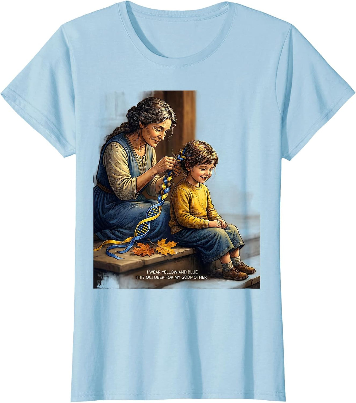 I Wear Yellow And Blue This October For My Godmother T-Shirt - Baby Blue