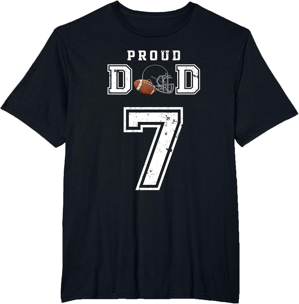 Custom Proud Football Dad Number 7 Personalized for Men T-Shirt - Black