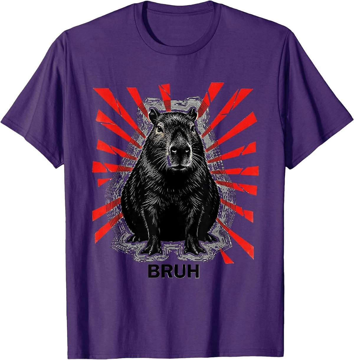 Men's Bruh Funny Capybara Animal Meme Humor T-Shirt - Purple