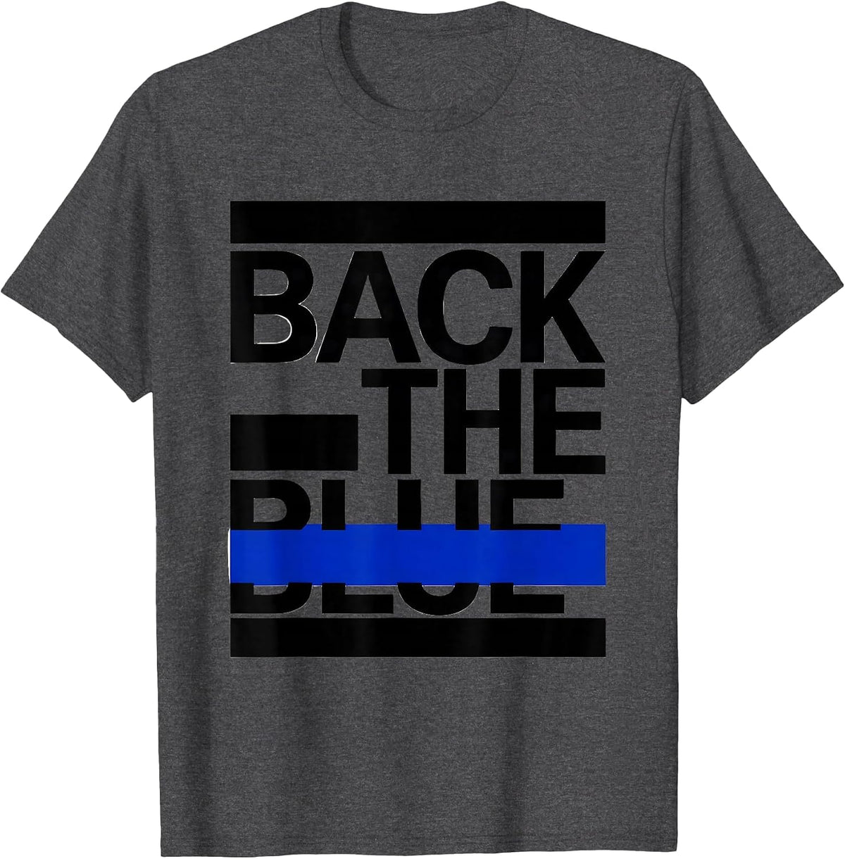 Men's Back The Blue Thin Blue Line Police Support Law Enforcement T-Shirt - Dark Heather Grey