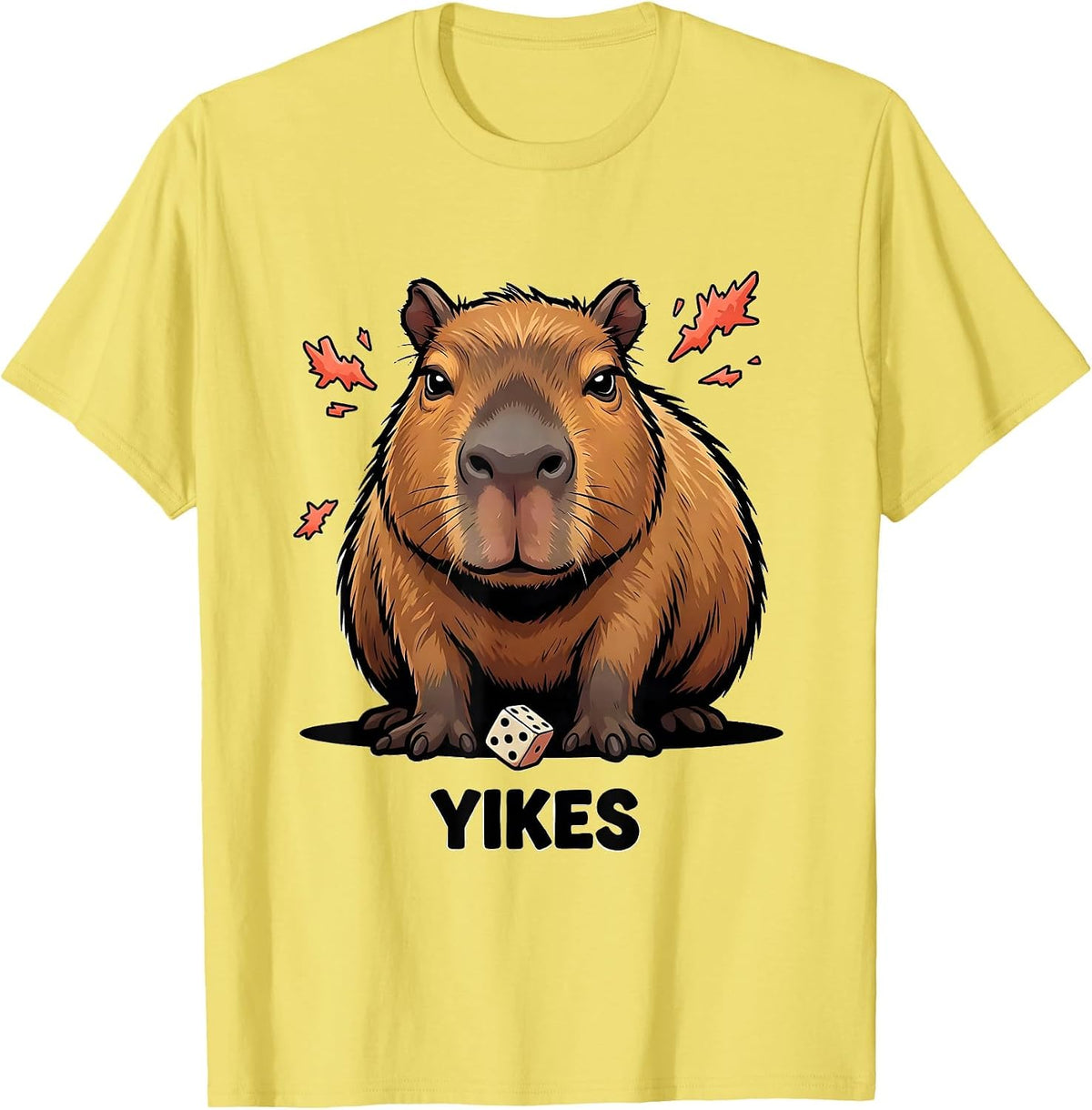 Men's Yikes Cartoon Capybara Funny Animal Meme Lover T-Shirt - Lemon Yellow