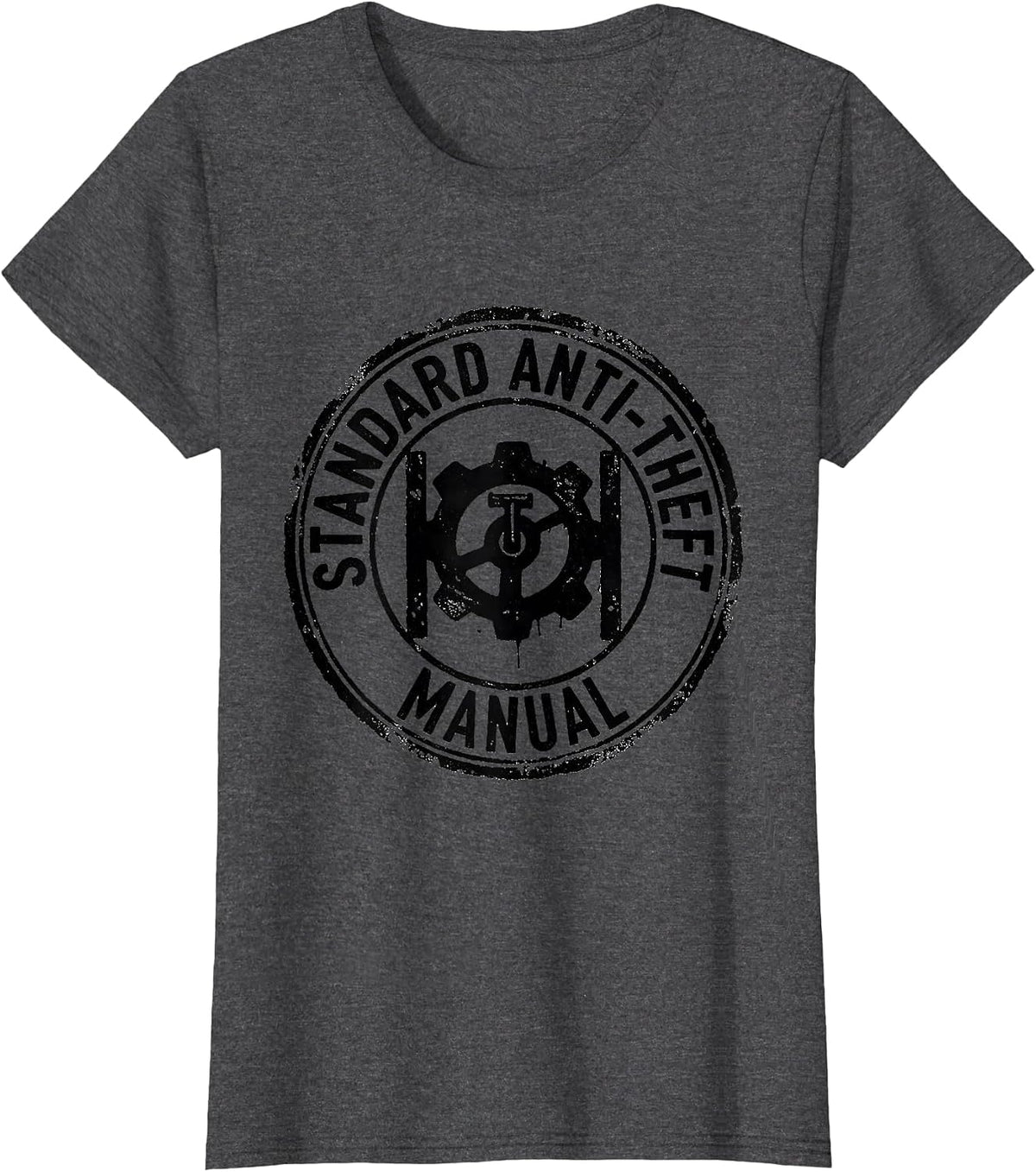 Women's Standard Anti-Theft: Manual Gearbox Driver Car Guy T-Shirt - Dark Heather Grey