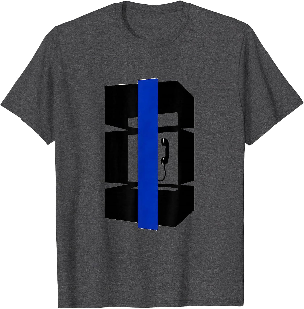 Police Call Box Thin Blue Line Support Minimalist T-Shirt - Dark Heather Grey