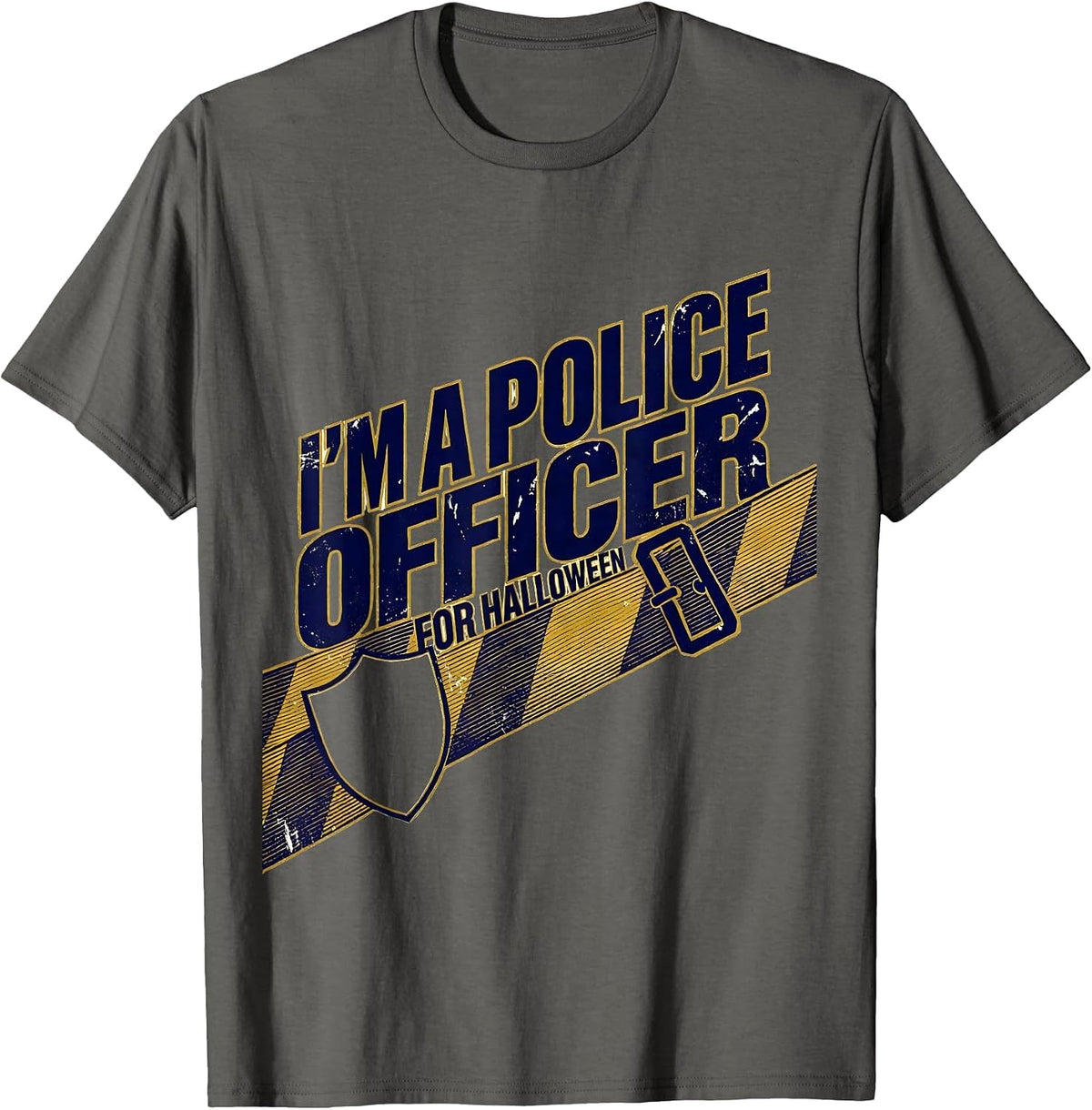 I'm A Police Officer For Halloween Costume Novelty Police T-Shirt, Men, Asphalt Grey, Small - As Pictured