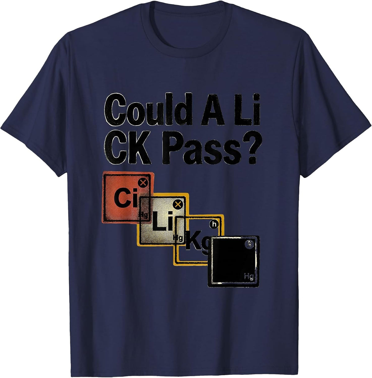 Men's Could A Li C K Pass Funny Periodic Table Science Teacher T-Shirt - Navy Blue