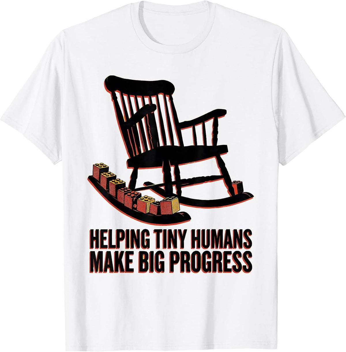 Men's Helping Tiny Humans Make Big Progress Teacher Caregiver T-Shirt - White