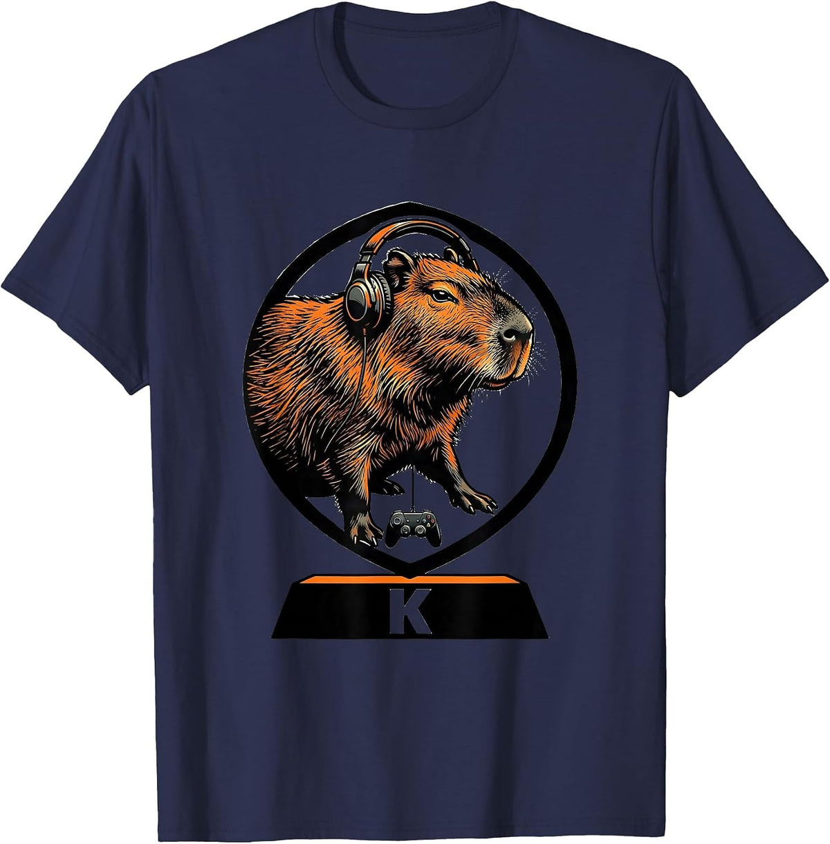 K Funny Capybara Gamer Meme Humor Video Games T-Shirt - Navy Blue