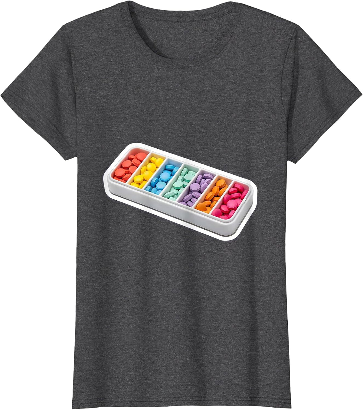 Women's Occupational Therapy Pill Organizer Graphic T-Shirt - Dark Heather Grey