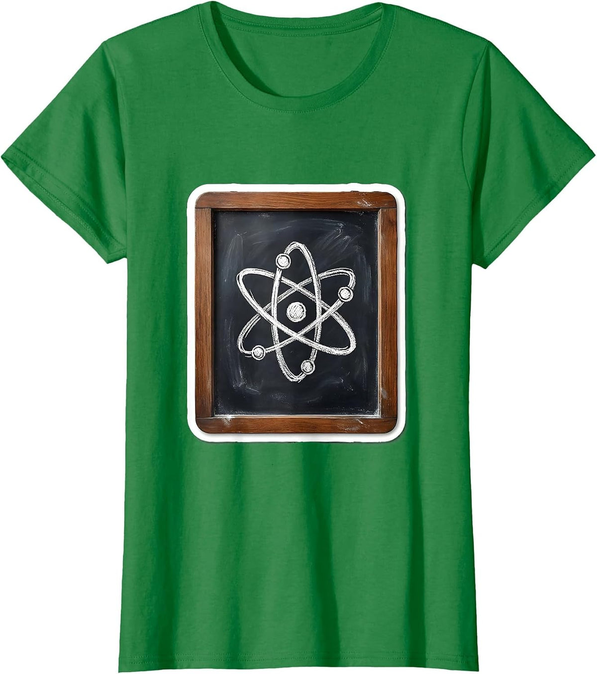 Atom Symbol Chalkboard Science Teacher Graphic T-Shirt - Kelly Green
