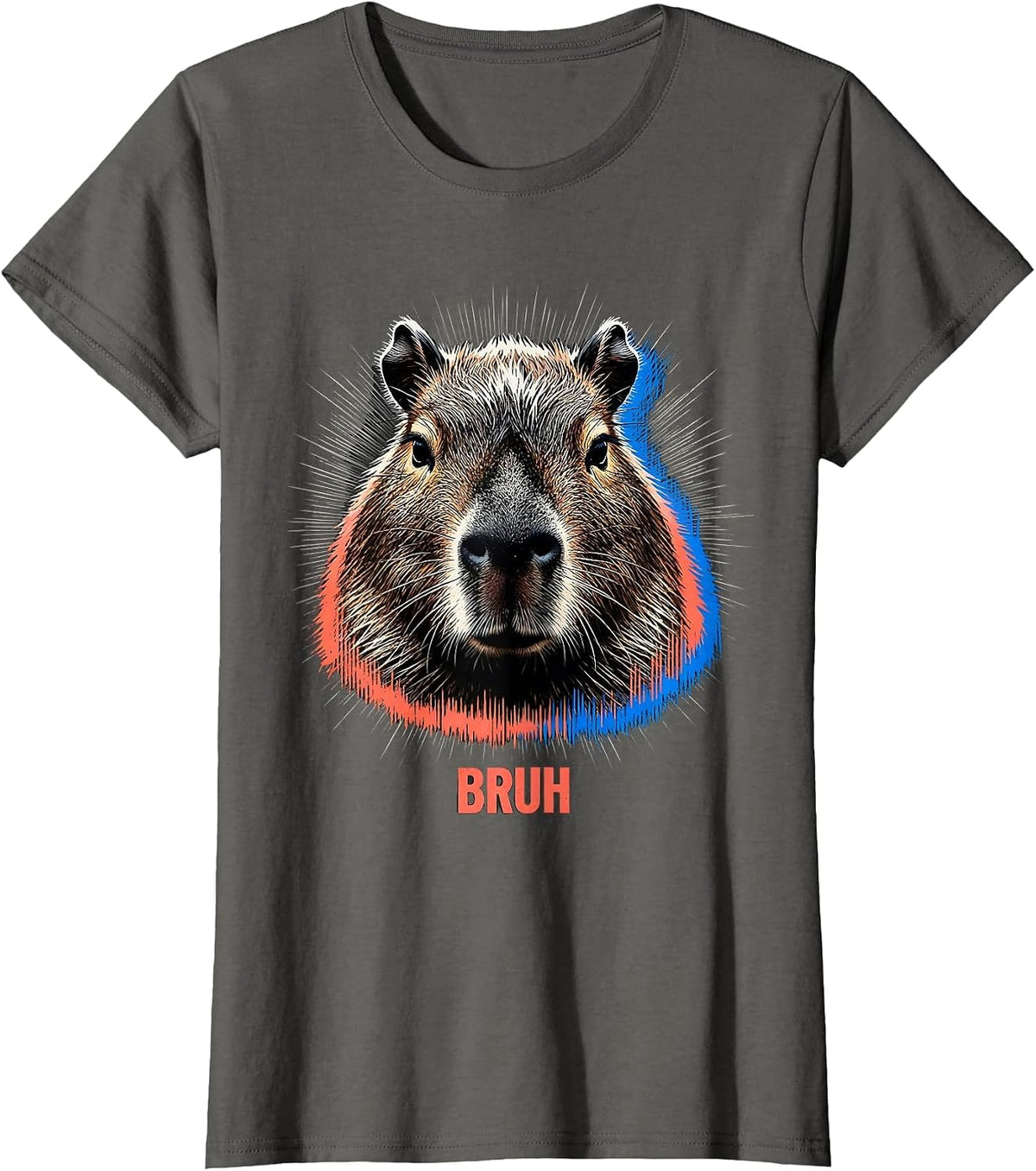 Women's Bruh Funny Capybara Animal Meme Humor Video Games T-Shirt - Asphalt Grey