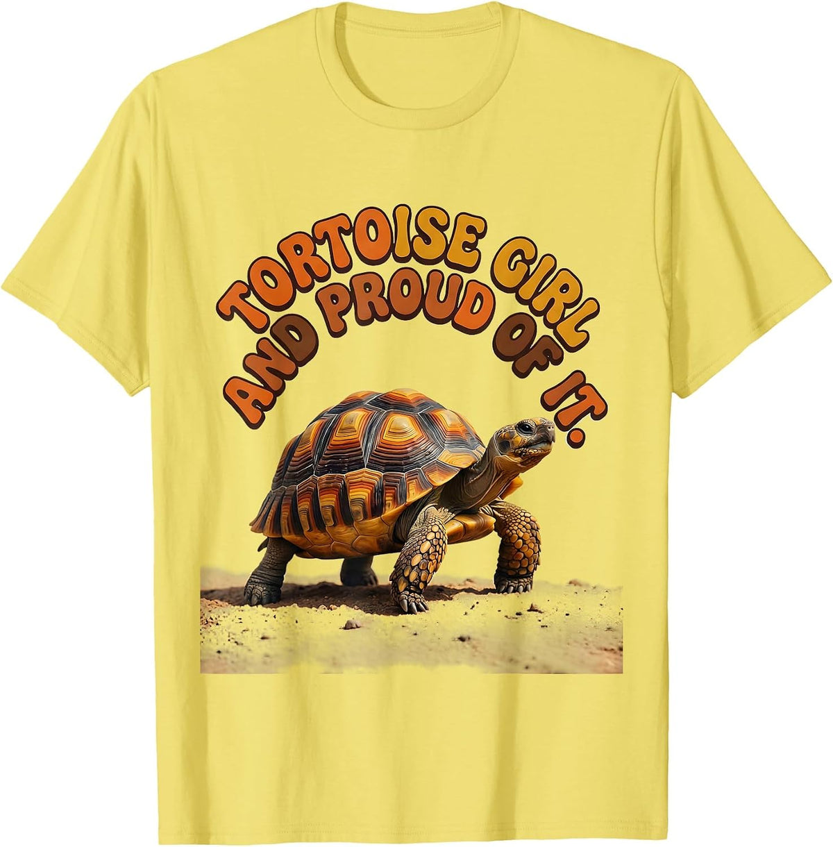 Men's Tortoise Girl And Proud Of It Retro 70s Turtle Lover Gift T-Shirt - Lemon Yellow