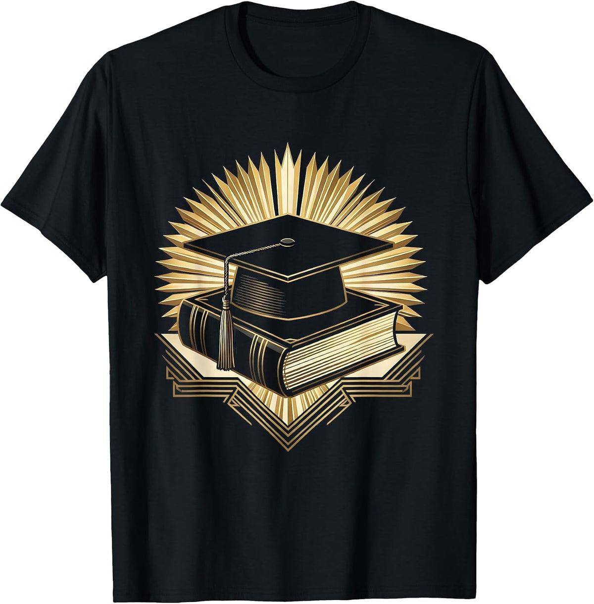 Men's English Teacher Graduation Cap Dictionary Graphic T-Shirt - Black