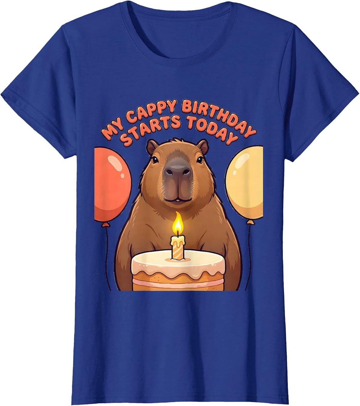 Women's My Cappy Birthday Starts Today Cute Capybara Birthday Party T-Shirt - Royal Blue