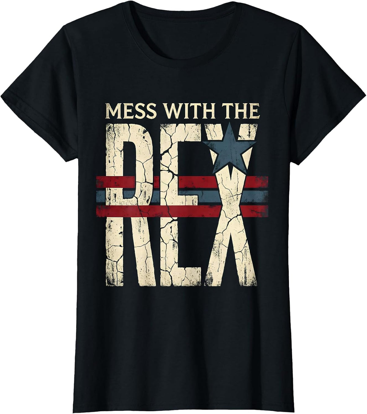 Women's Mess With The Rex Dinosaur Design T-Shirt - Black