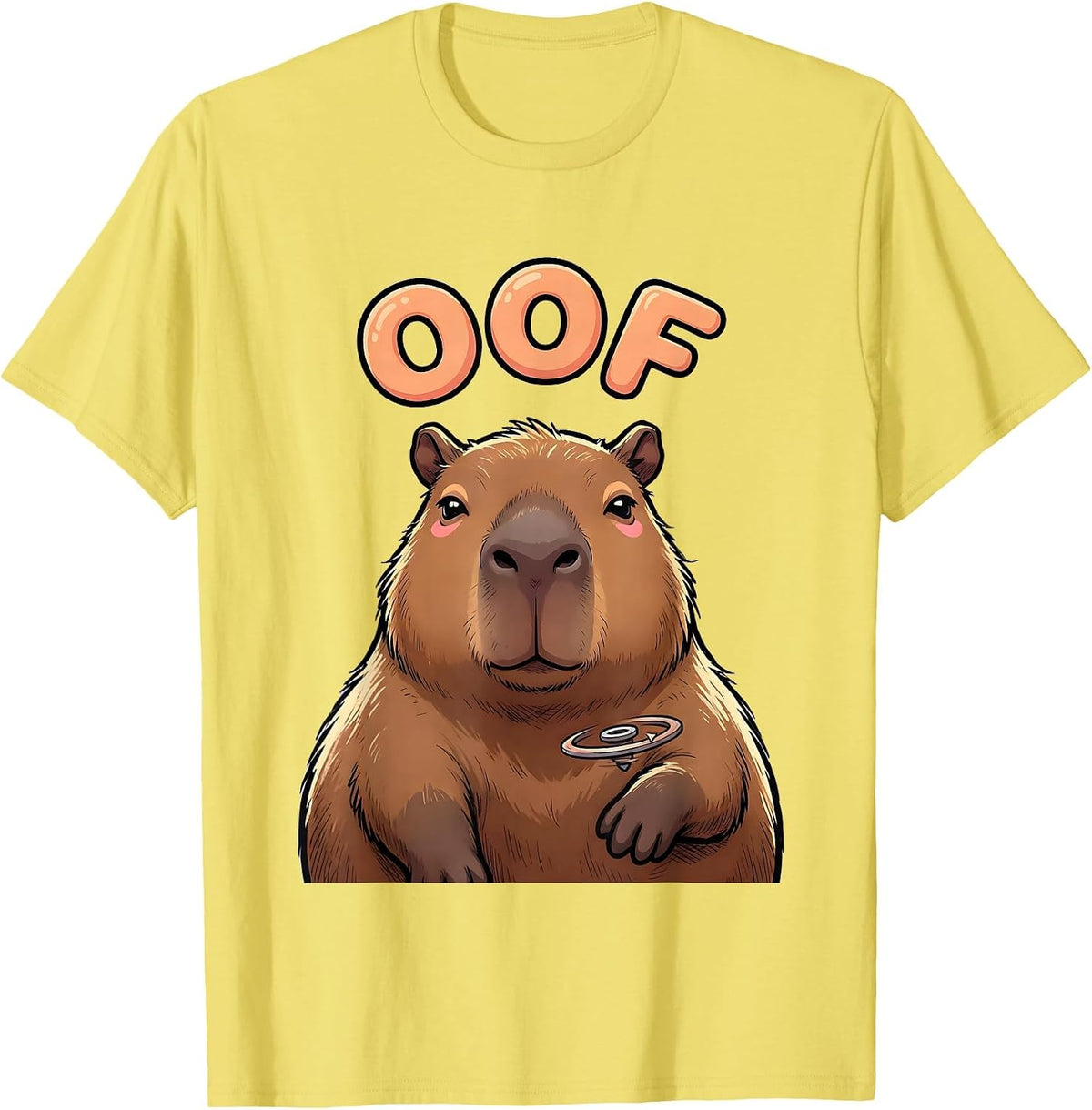 Men's Oof Cute Capybara Kawaii Animal Humor T-Shirt - Lemon Yellow