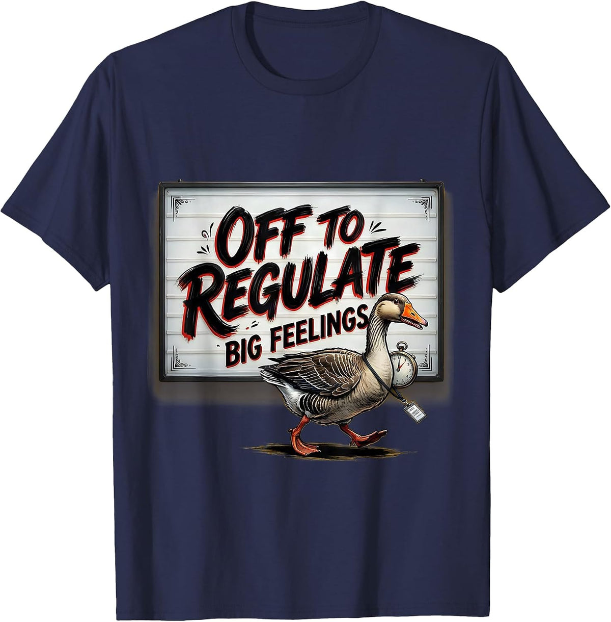 Men's Off To Regulate Big Feelings Funny Mental Health Counselor T-Shirt - Navy Blue