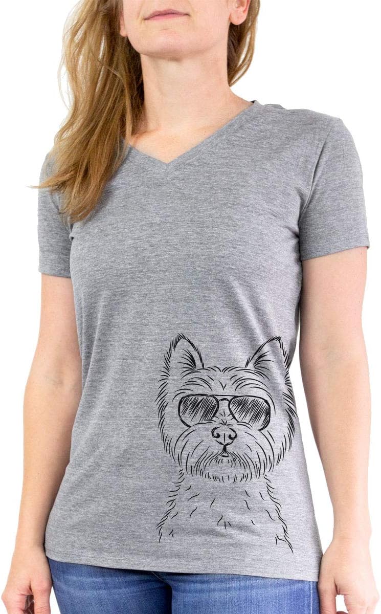 Aviator Murphy the West Highland Terrier Westie Triblend T-Shirt - Grey Modern V-neck