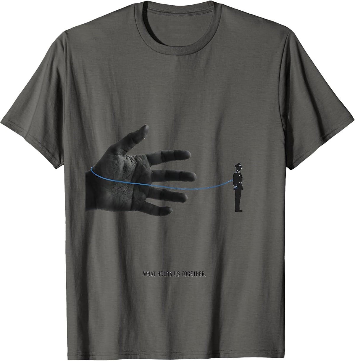 What Holds Us Together Thin Blue Line Police Support T-Shirt - Asphalt Grey
