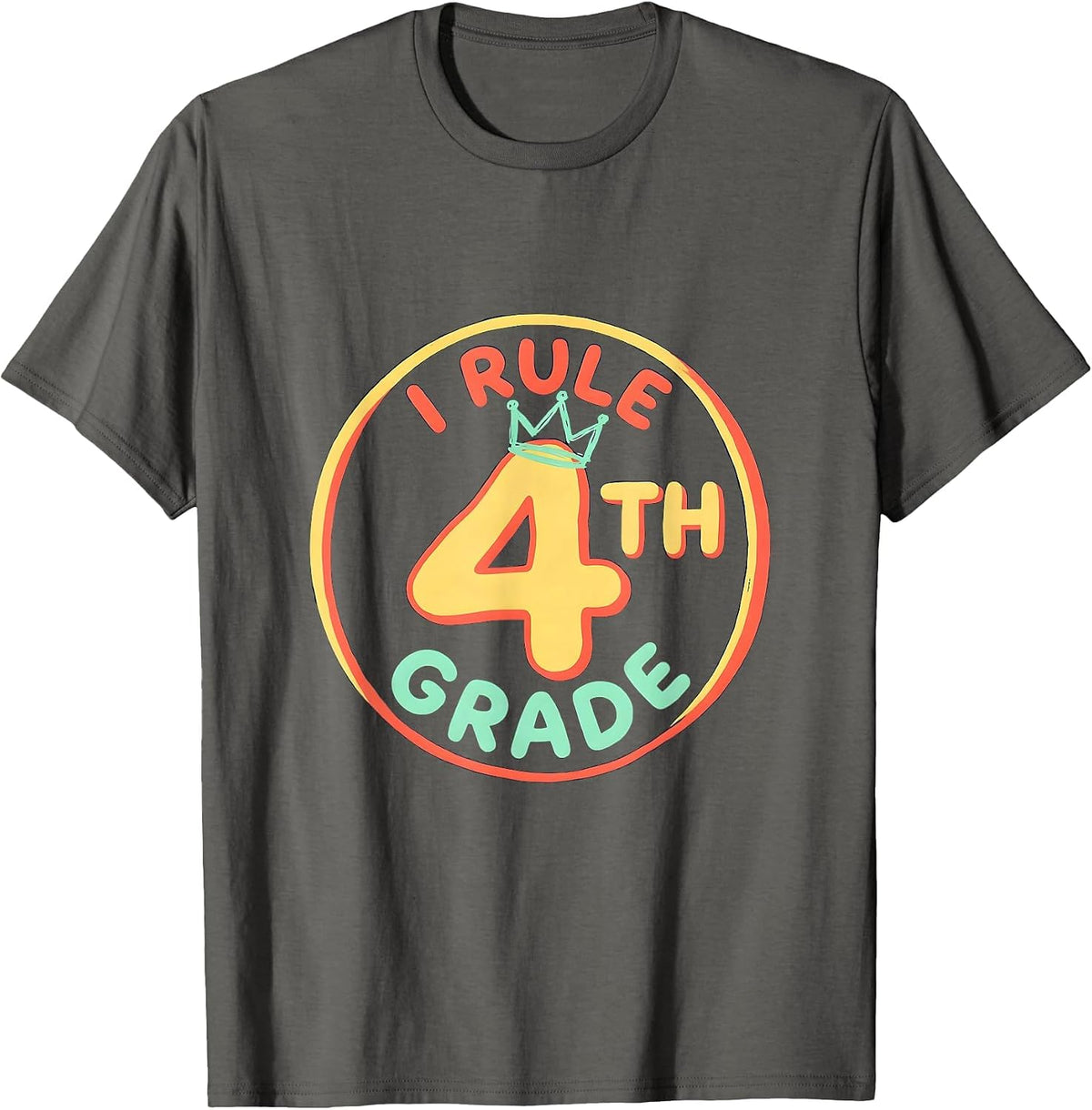 I Rule 4th Grade Funny Fourth Grade Back To School Kids T-Shirt - Asphalt Grey