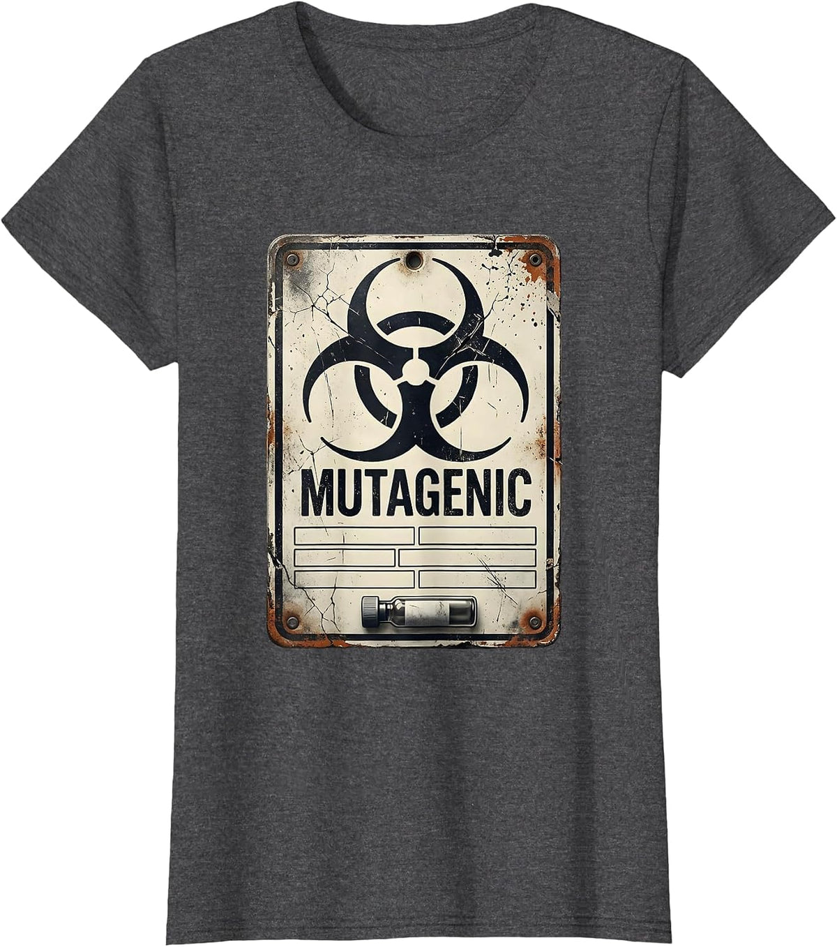 Women's Mutagenic Distressed Biohazard Science Teacher Lab Tech T-Shirt - Dark Heather Grey