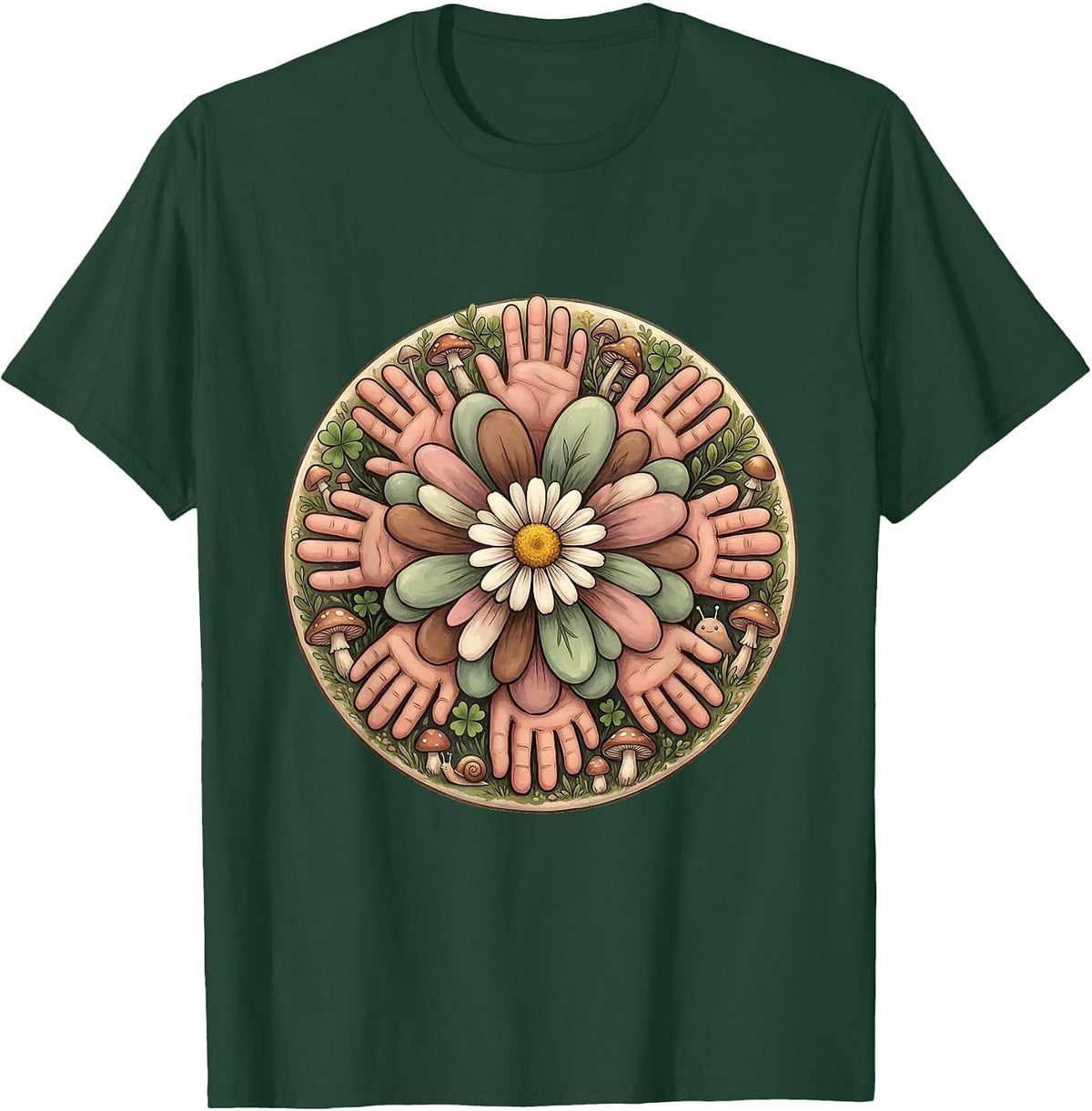 Preschool Teacher Finger Paint Tiny Hands Graphic T-Shirt - Dark Green