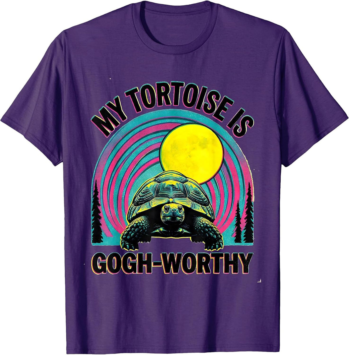 My Tortoise Is Gogh-Worthy Risograph Animal Lover Gift T-Shirt - Purple