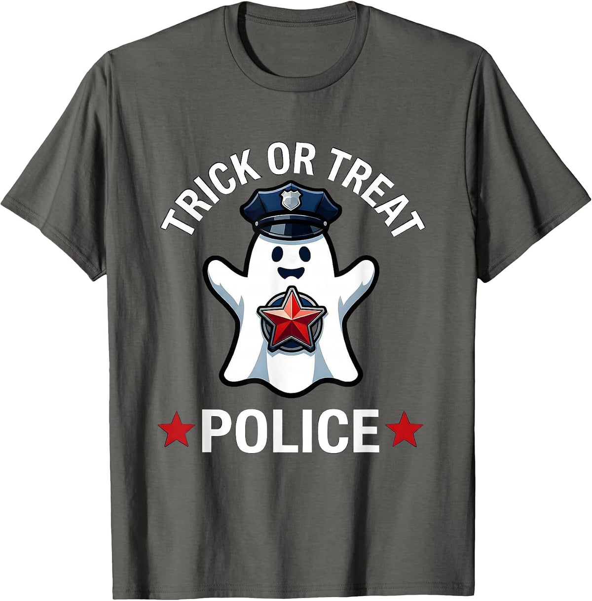 Boo Crew Police Officer Halloween Design T-Shirt - Asphalt Grey