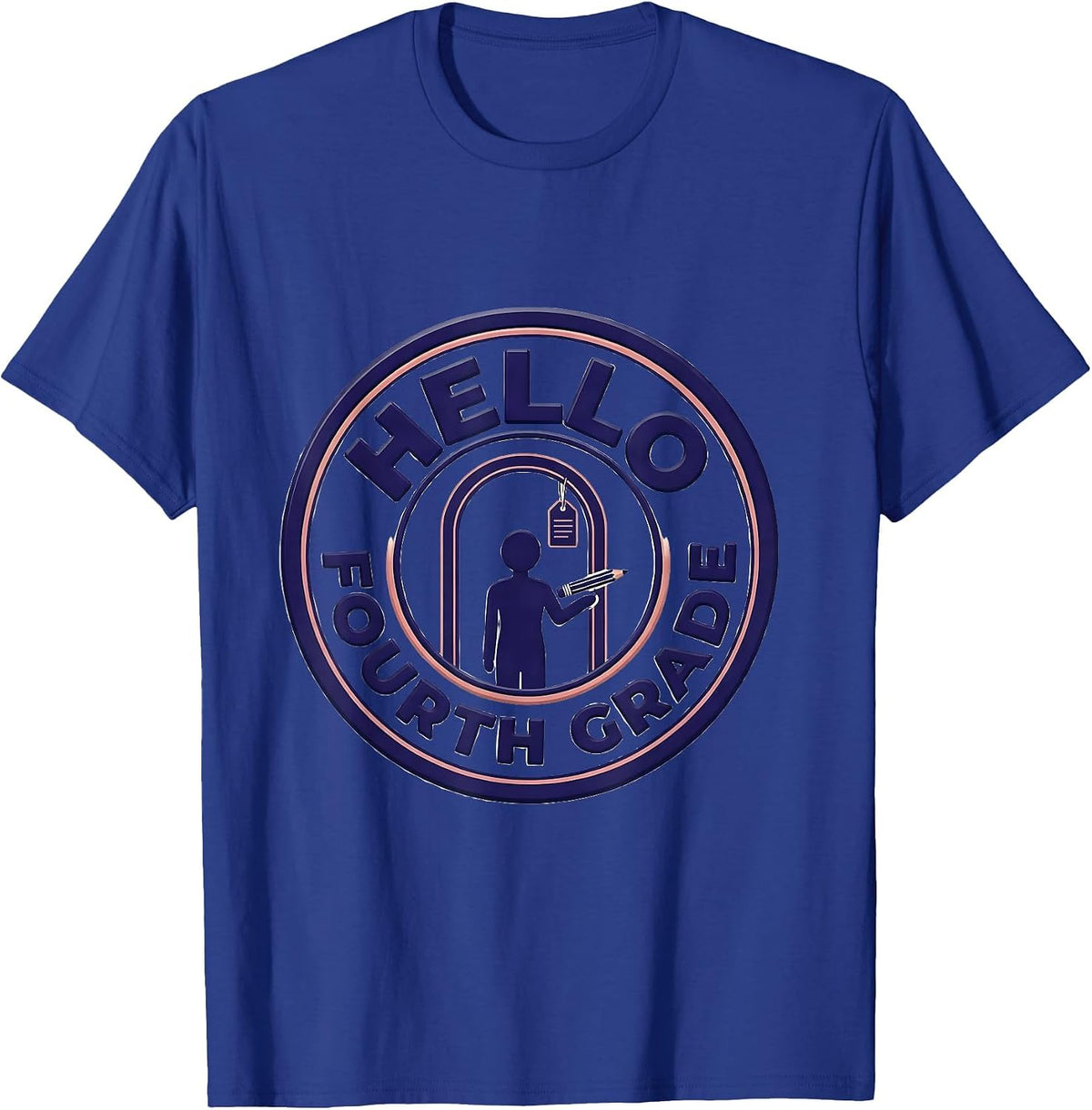 Hello Fourth Grade Playful First Day of School Back To T-Shirt - Royal Blue