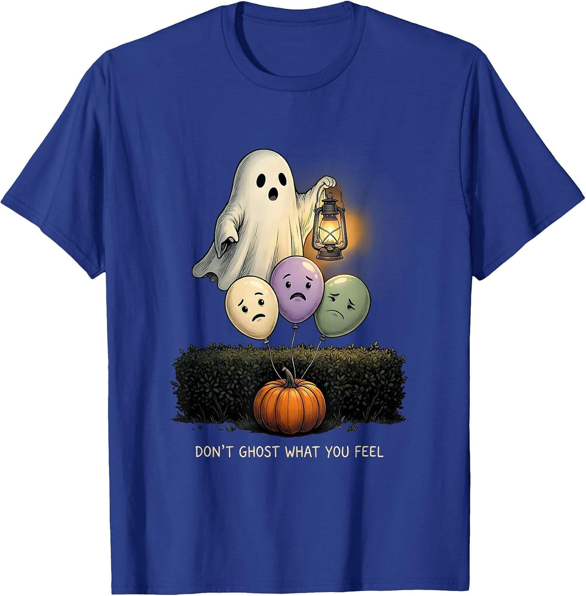 Men's Don't Ghost What You Feel Mental Health Halloween T-Shirt - Royal Blue