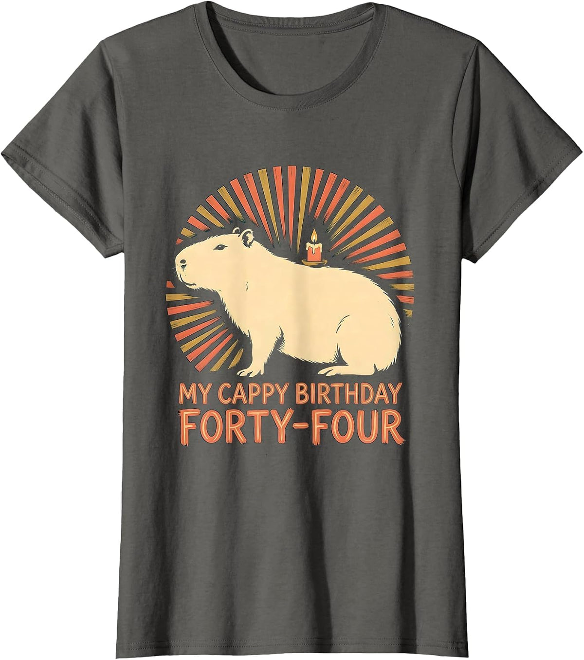 Women's My Cappy Birthday Forty-Four Kawaii Pun Capybara Birthday T-Shirt - Asphalt Grey
