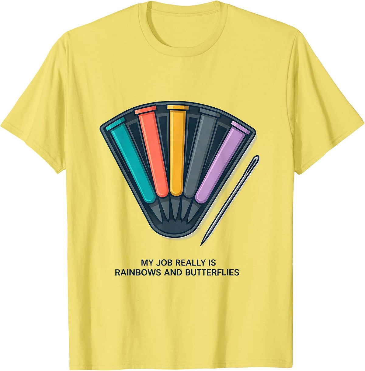 Men's My Job Really Is Rainbows And Butterflies Teacher T-Shirt - Lemon Yellow