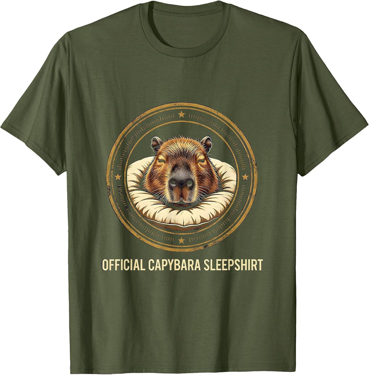 Official Capybara Sleepshirt Cute Whimsical Humor Sleepwear T-Shirt - Olive Green