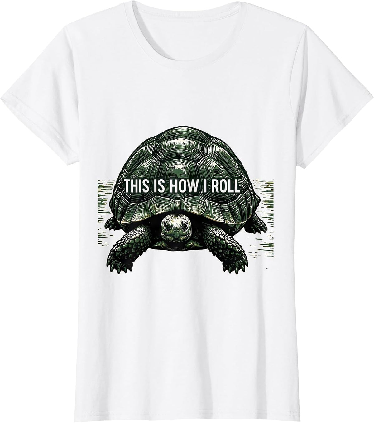 This Is How I Roll Funny Tortoise Pet Lover Linocut T-Shirt - White