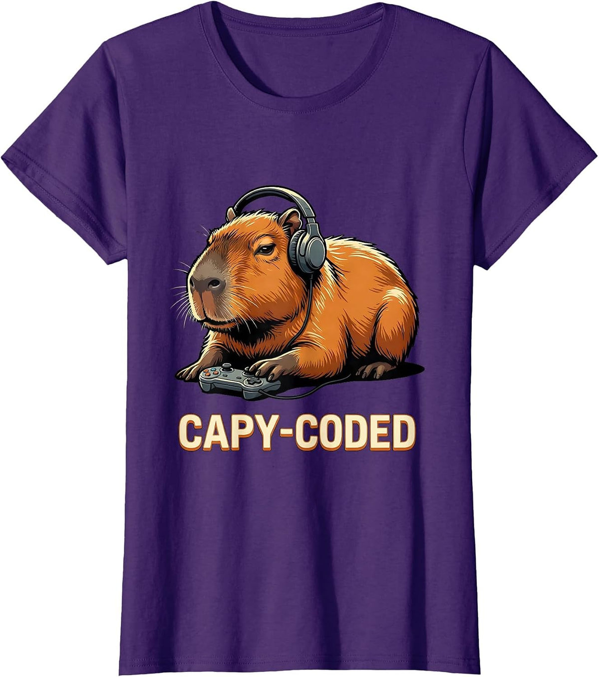 Capy-Coded Funny Capybara Gamer Meme Humor T-Shirt - Purple