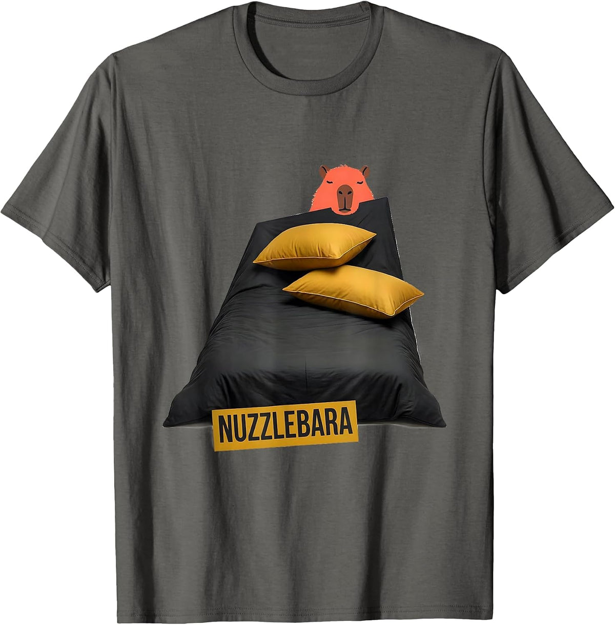 Nuzzlebara Cute Capybara Sleepy Humor Kids Adults Cozy Gift T-Shirt - Asphalt Grey