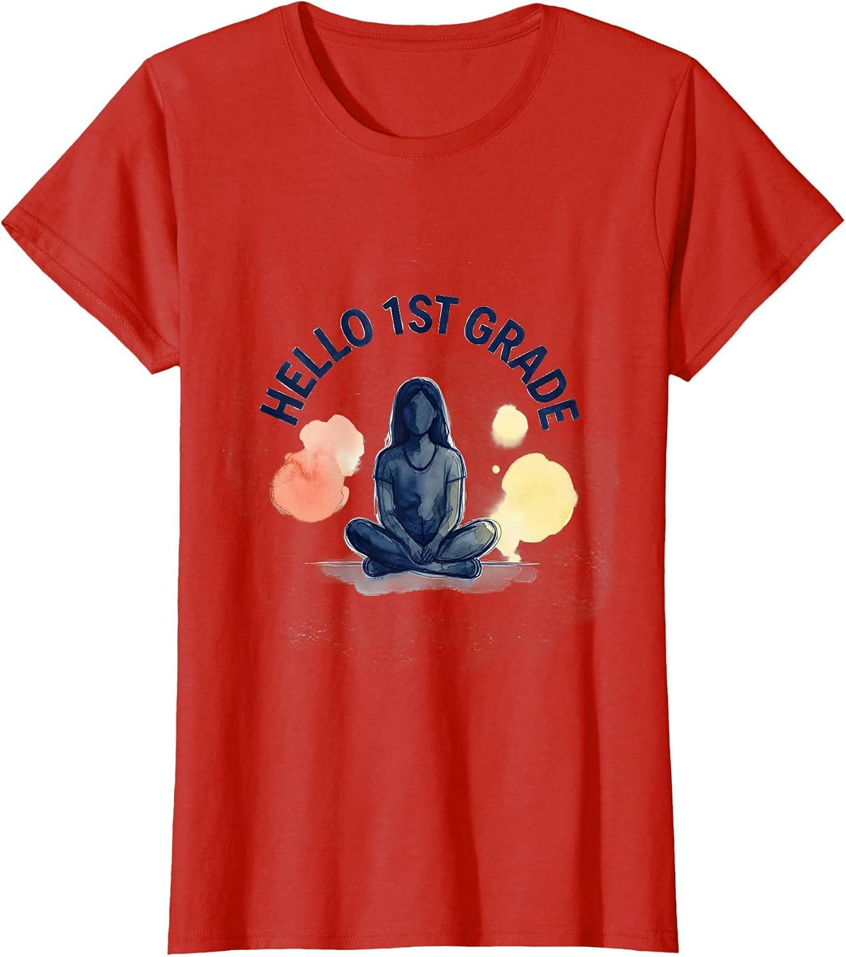 Hello 1st Grade Watercolor Back To School First Grade T-Shirt - Red