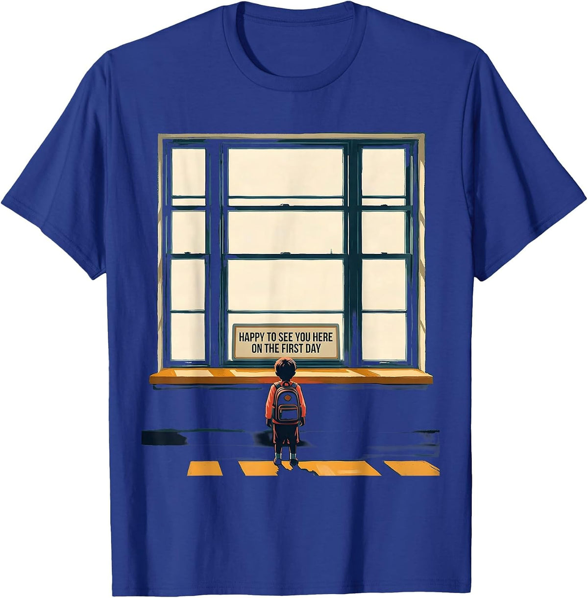 Happy To See You Here On The First Day Funny Teacher Back T-Shirt - Royal Blue