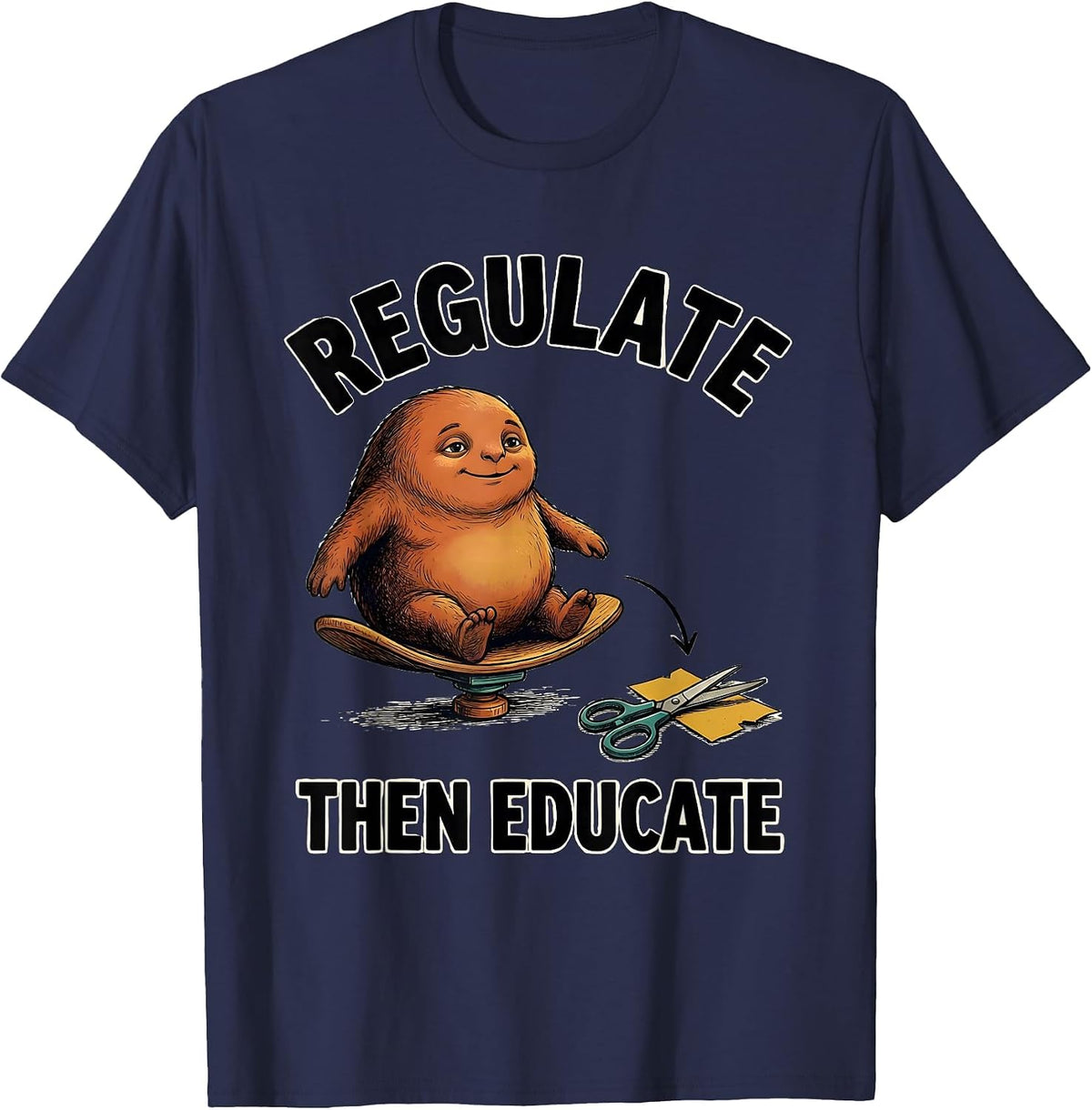 Regulate, Then Educate Occupational Therapy Sensory T-Shirt - Navy Blue